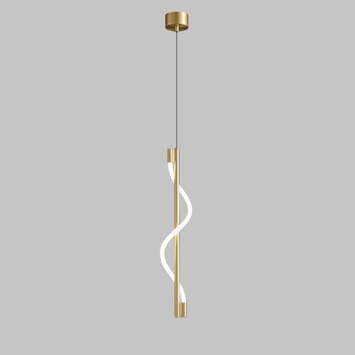 Hanging Light Black & Gold Pendant Lamp | Modern Cylindrical Spotlight with 3 Color LED (Warm White, Natural White, Cool White) | Ceiling Lights for Living Room Bedroom Dining