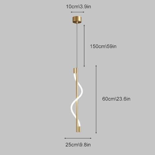 Hanging Light Black & Gold Pendant Lamp | Modern Cylindrical Spotlight with 3 Color LED (Warm White, Natural White, Cool White) | Ceiling Lights for Living Room Bedroom Dining