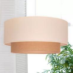 AKWAY Jute Hanging Lamp | Boho Ceiling Lamp for Bedroom, Living Room | Natural Jute Pendant Light | Perfect for Living Room, Dining Room or Office Lighting - (14" D x 10") - Tejas