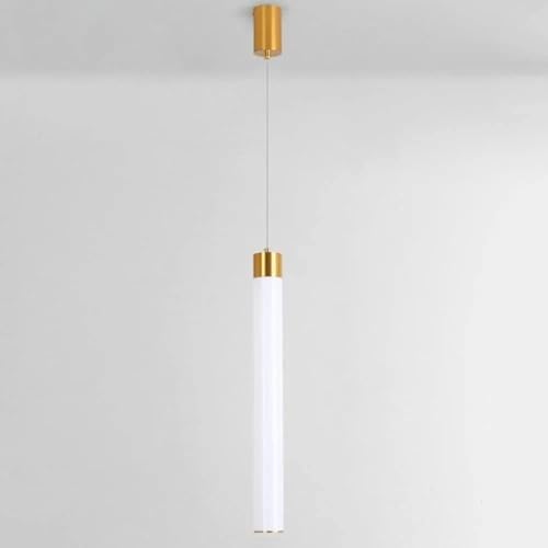 Hanging Light Black & Gold Pendant Lamp | Modern Cylindrical Spotlight with 3 Color LED (Warm White, Natural White, Cool White) | Ceiling Lights for Living Room Bedroom Dining