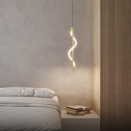 Hanging Light Black & Gold Pendant Lamp | Modern Cylindrical Spotlight with 3 Color LED (Warm White, Natural White, Cool White) | Ceiling Lights for Living Room Bedroom Dining
