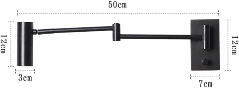 Modern 360° Rotatable Black Wall Lamp for Living Room & Bedroom | Adjustable Focus Light | Metal Warm White Wall Light Fixture for Home Decoration