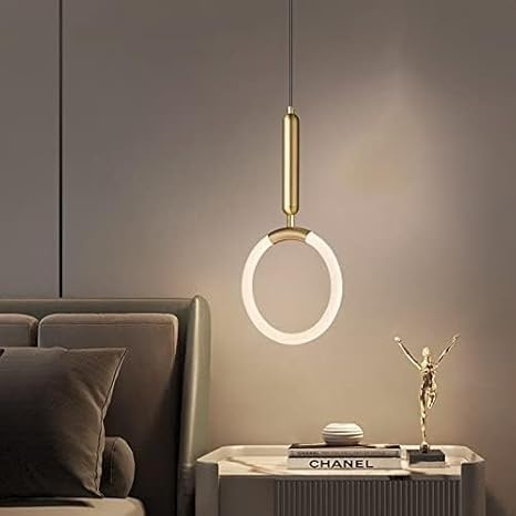 Hanging Light Black & Gold Pendant Lamp | Modern Cylindrical Spotlight with 3 Color LED (Warm White, Natural White, Cool White) | Ceiling Lights for Living Room Bedroom Dining