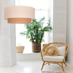 AKWAY Jute Hanging Lamp | Boho Ceiling Lamp for Bedroom, Living Room | Natural Jute Pendant Light | Perfect for Living Room, Dining Room or Office Lighting - (14" D x 10") - Tejas