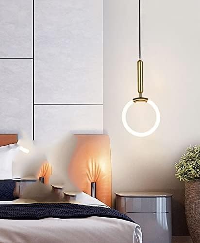 Hanging Light Black & Gold Pendant Lamp | Modern Cylindrical Spotlight with 3 Color LED (Warm White, Natural White, Cool White) | Ceiling Lights for Living Room Bedroom Dining