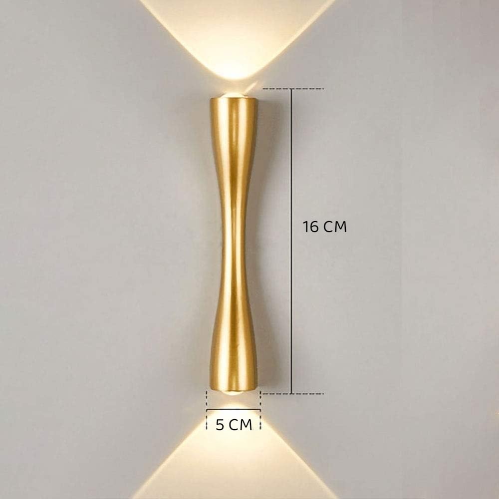 FILLISKA® 6 Watt LED Indoor/Outdoor UP/Down Creative Wall Light, Warm White, IP-65 Rainproof & Shockproof Body. (Gold)