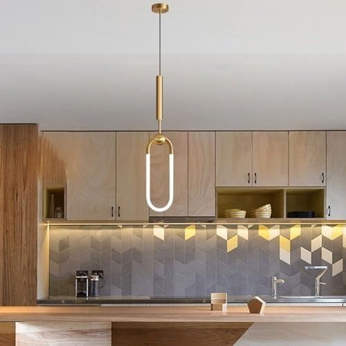 Hanging Light Black & Gold Pendant Lamp | Modern Cylindrical Spotlight with 3 Color LED (Warm White, Natural White, Cool White) | Ceiling Lights for Living Room Bedroom Dining