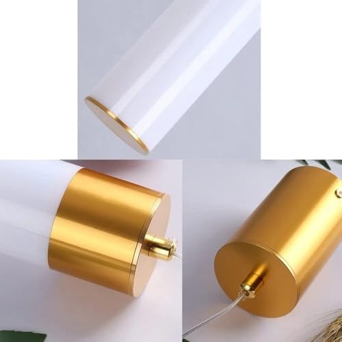 Hanging Light Black & Gold Pendant Lamp | Modern Cylindrical Spotlight with 3 Color LED (Warm White, Natural White, Cool White) | Ceiling Lights for Living Room Bedroom Dining