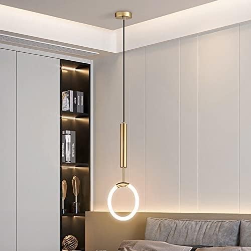 Hanging Light Black & Gold Pendant Lamp | Modern Cylindrical Spotlight with 3 Color LED (Warm White, Natural White, Cool White) | Ceiling Lights for Living Room Bedroom Dining