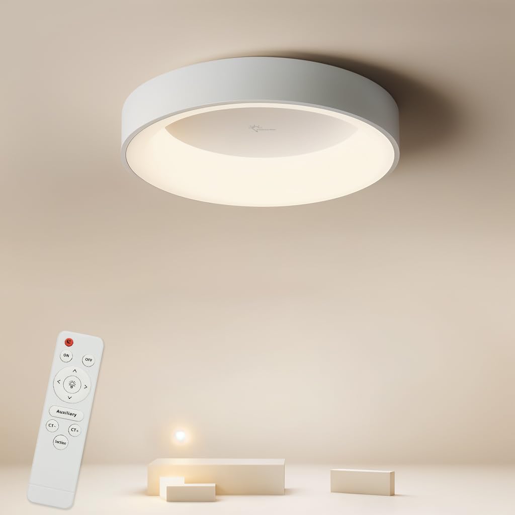 ELEPHANTBOAT® 32W-65W Modern LED Ceiling Light for 10-15 Square Meters, Adjustable 3-Color, 3000K-6000K with Remote, 15.75 Inch Dia Ceiling Light for Bedroom, Bathroom, Kitchen, Living Room