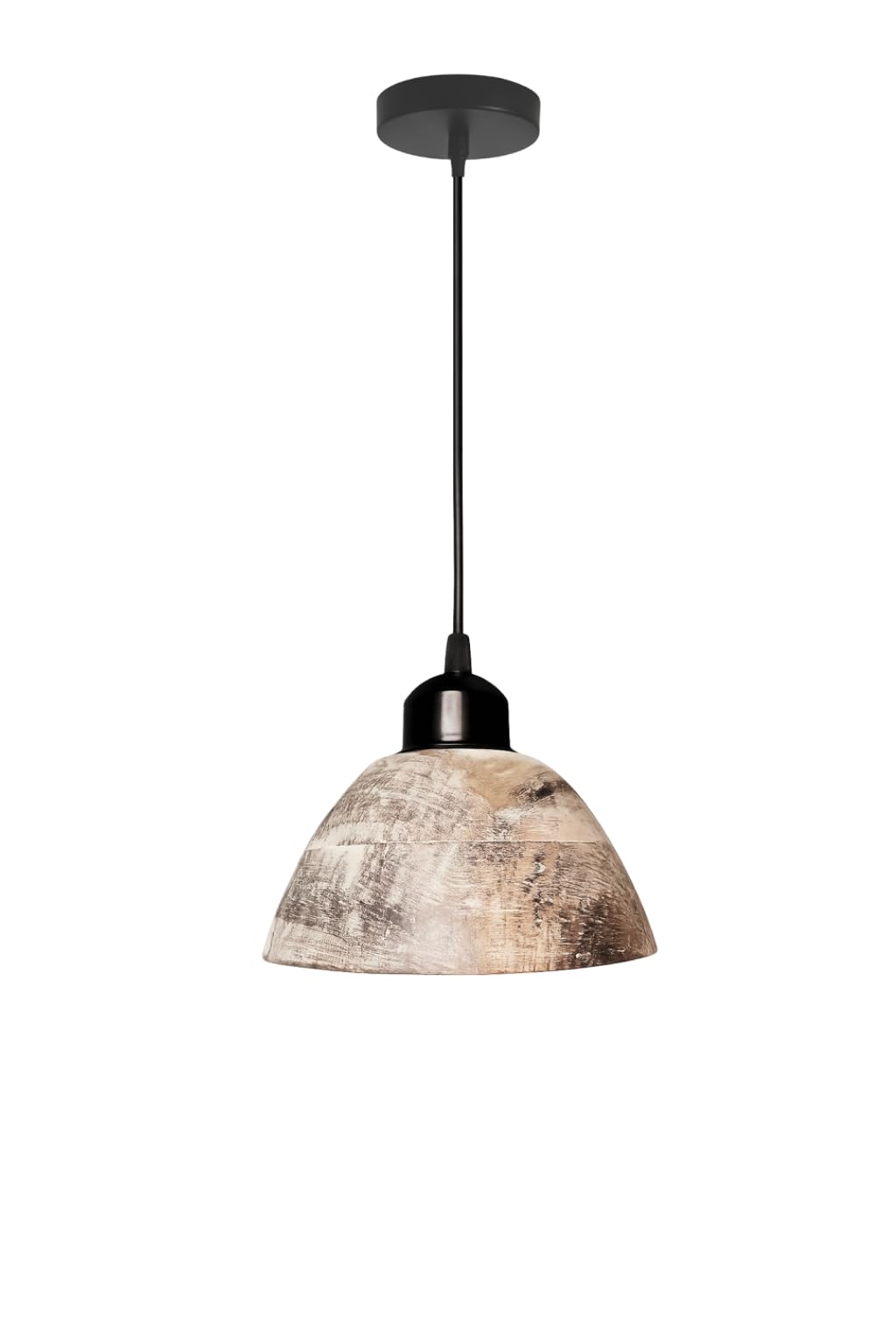 Wooden Hanging Lights for Living Room | Handcrafted Walnut Finish Ceiling Hanging Lamp | Adjustable Cord | Elegant Pendant Lights for Bedroom, Kitchen & Balcony Décor (LARGE-10 INCH)