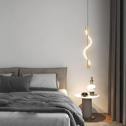 Hanging Light Black & Gold Pendant Lamp | Modern Cylindrical Spotlight with 3 Color LED (Warm White, Natural White, Cool White) | Ceiling Lights for Living Room Bedroom Dining