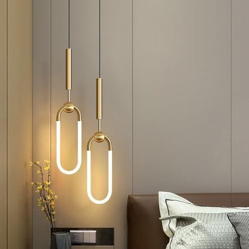 Hanging Light Black & Gold Pendant Lamp | Modern Cylindrical Spotlight with 3 Color LED (Warm White, Natural White, Cool White) | Ceiling Lights for Living Room Bedroom Dining