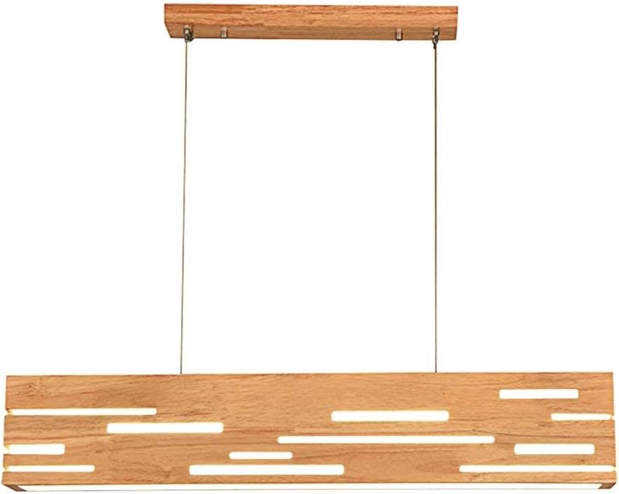 Artica Wooden Rectangular LED Ceiling Lamp – Modern Pine Wood Chandelier Pendant Light | Minimalist Wooden Hanging Lamp for Home, Office & Restaurant Décor
