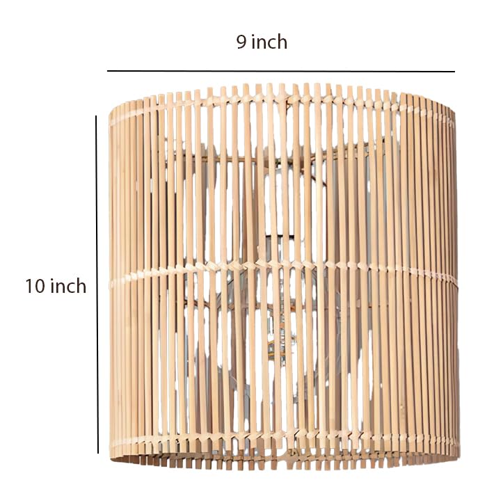 AKWAY Rattan Hanging lamp for Living Room | Bamboo Hanging Light for Bedroom | Cane Wicker Pendant lamp for Home Decoration (Bulb Not Included) (Bamboo Ceiling Lamp with Diffuser)