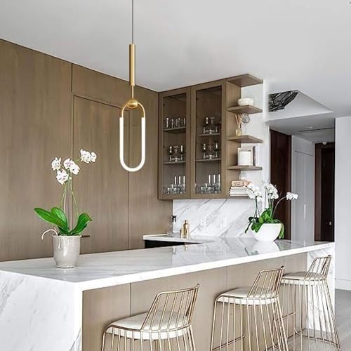 Hanging Light Black & Gold Pendant Lamp | Modern Cylindrical Spotlight with 3 Color LED (Warm White, Natural White, Cool White) | Ceiling Lights for Living Room Bedroom Dining