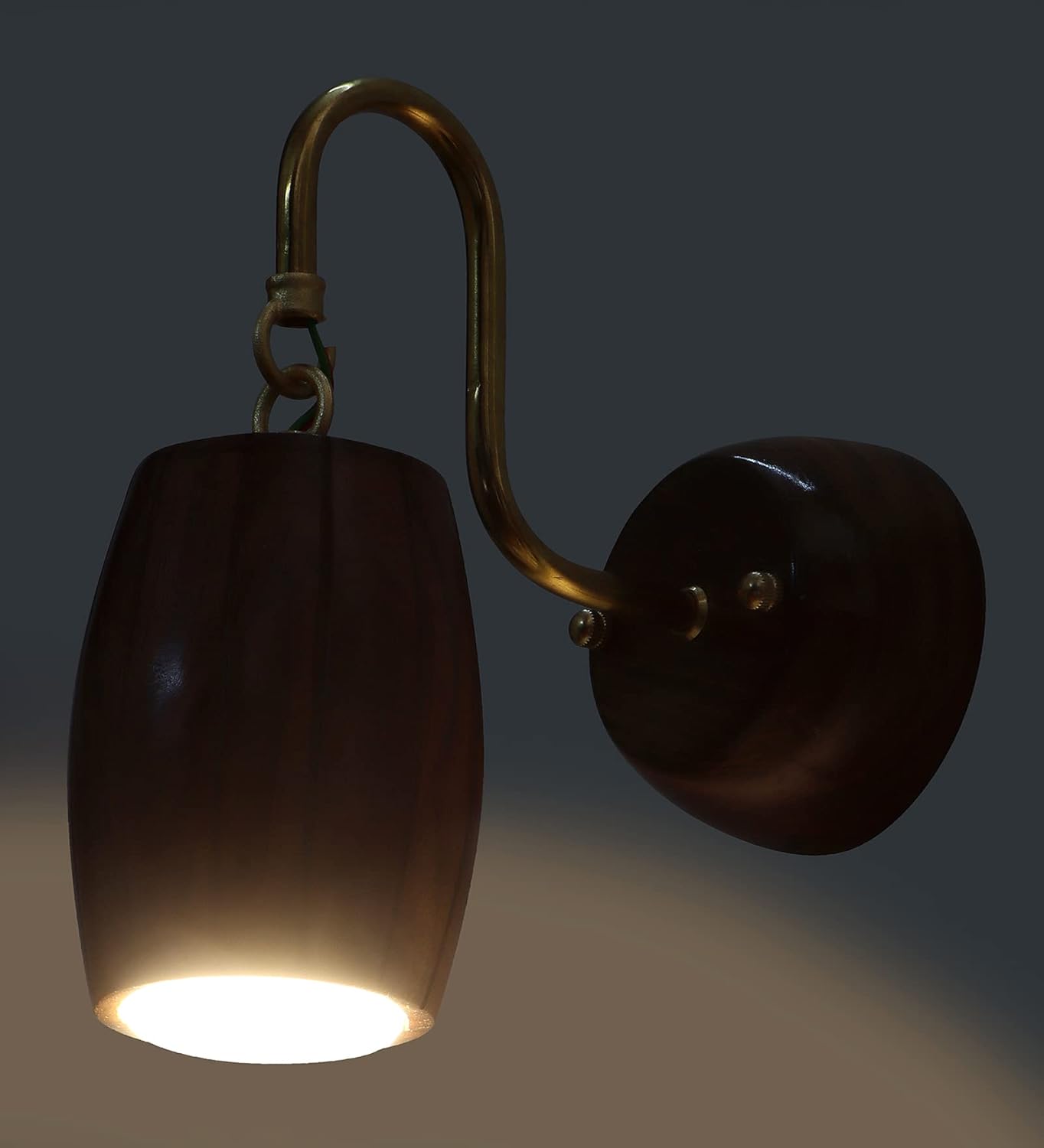 Green House Handmade Sheesham Wood Wall Light Lamp | Unique Barrel Design | Stylish Fancy Home Decor Lighting | In-Built 9W Warm White LED | Decorative Lighting for Bedroom, Living Room, Dining Room