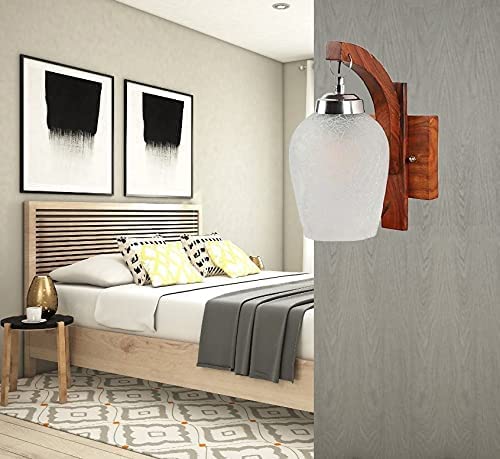 Areezo Antique Look Bottle Shaped Glass Wall Lamp Wall Light Decorative Lamp Hotels Pubs Cafés Room Decorative (Wooden Glass wall light)