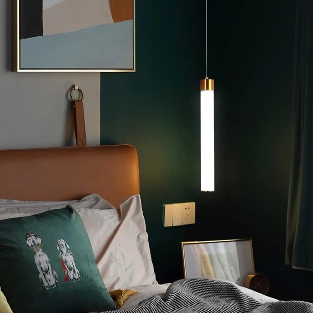 Hanging Light Black & Gold Pendant Lamp | Modern Cylindrical Spotlight with 3 Color LED (Warm White, Natural White, Cool White) | Ceiling Lights for Living Room Bedroom Dining