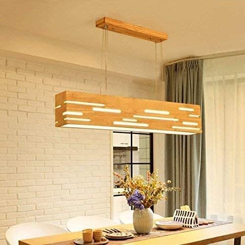 Artica Wooden Rectangular LED Ceiling Lamp – Modern Pine Wood Chandelier Pendant Light | Minimalist Wooden Hanging Lamp for Home, Office & Restaurant Décor