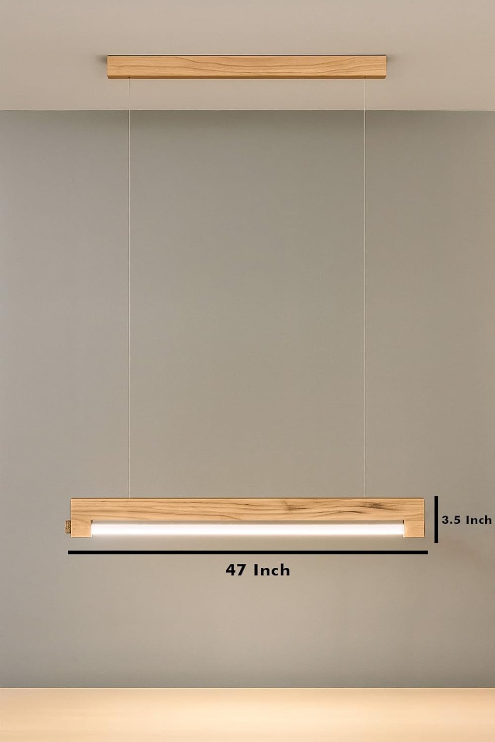 Artica Pine Wood Ceiling Lamp with LED Tube Light – Modern Wooden Ceiling Light Fixture for Home, Office & Kitchen Décor Warm White 20w
