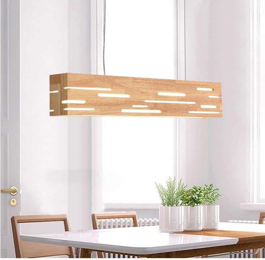 Artica Wooden Rectangular LED Ceiling Lamp – Modern Pine Wood Chandelier Pendant Light | Minimalist Wooden Hanging Lamp for Home, Office & Restaurant Décor