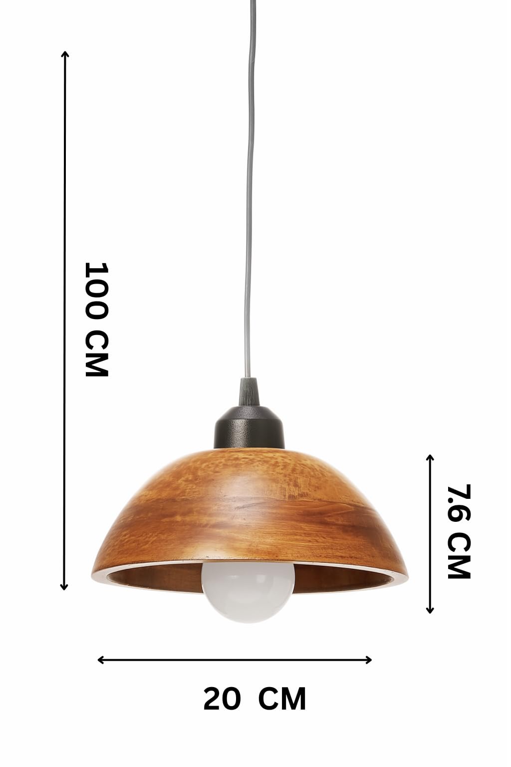 Wooden Hanging Lights for Living Room | Handcrafted Walnut Finish Ceiling Hanging Lamp | Adjustable Cord | Elegant Pendant Lights for Bedroom, Kitchen & Balcony Décor (LARGE-10 INCH)