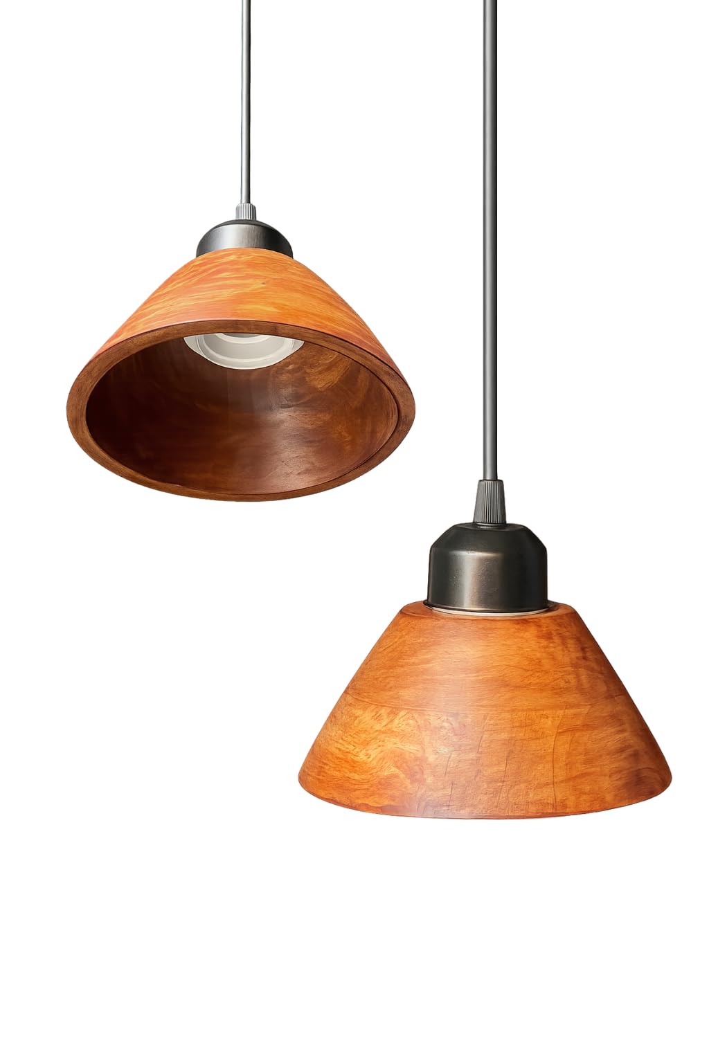 Vintage Modern Wooden Hanging Lights for Living Room, Bedroom, Home Decoration | Walnut Polish (Set of 3 Lights Chandelier)