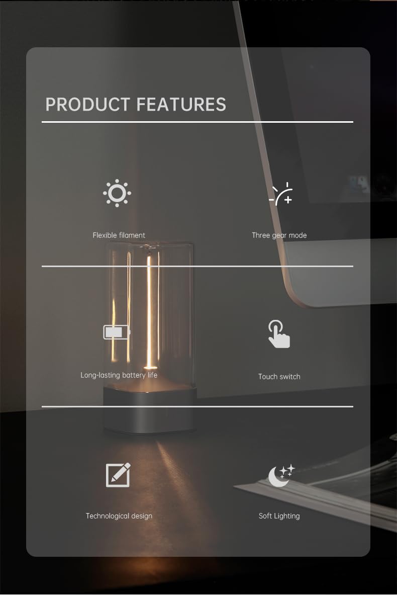 Nik case 1Y Warranty Mini Minimalist Table Lamp, Cordless LED Study Desk Lamp Rechargeable Modern Lights Portable Nightstand Lamps Unique Ambient Light Mood Lighting for Bedroom, Beside, Nursery