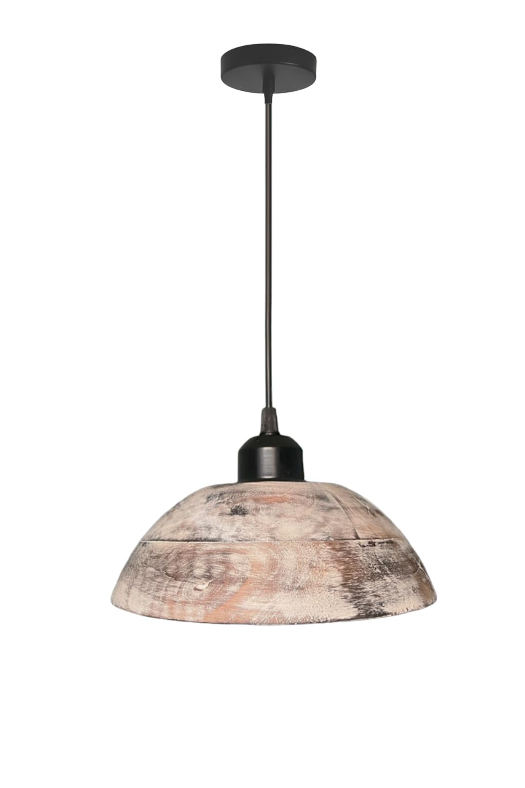 Wooden Hanging Lights for Living Room | Handcrafted Walnut Finish Ceiling Hanging Lamp | Adjustable Cord | Elegant Pendant Lights for Bedroom, Kitchen & Balcony Décor (LARGE-10 INCH)