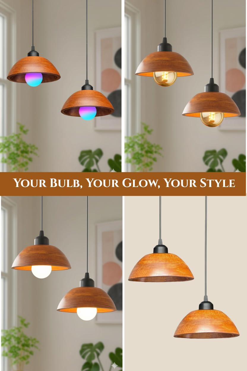 Vintage Modern Wooden Hanging Lights for Living Room, Bedroom, Home Decoration | Walnut Polish (Set of 3 Lights Chandelier)