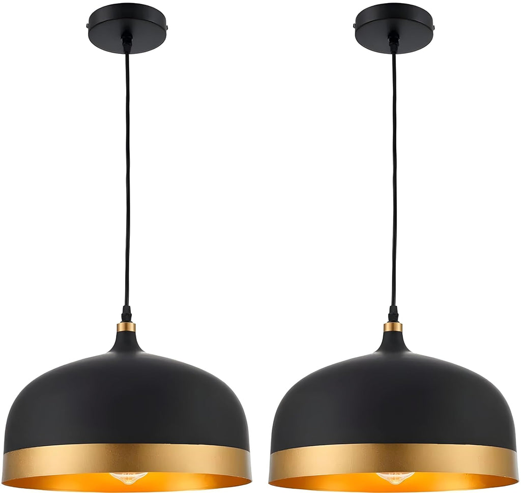 Morden Metallic Black and Golden Pendant Hanging Lamp, 10 inch, E-27 Holder, for Living Room (Without Bulb)