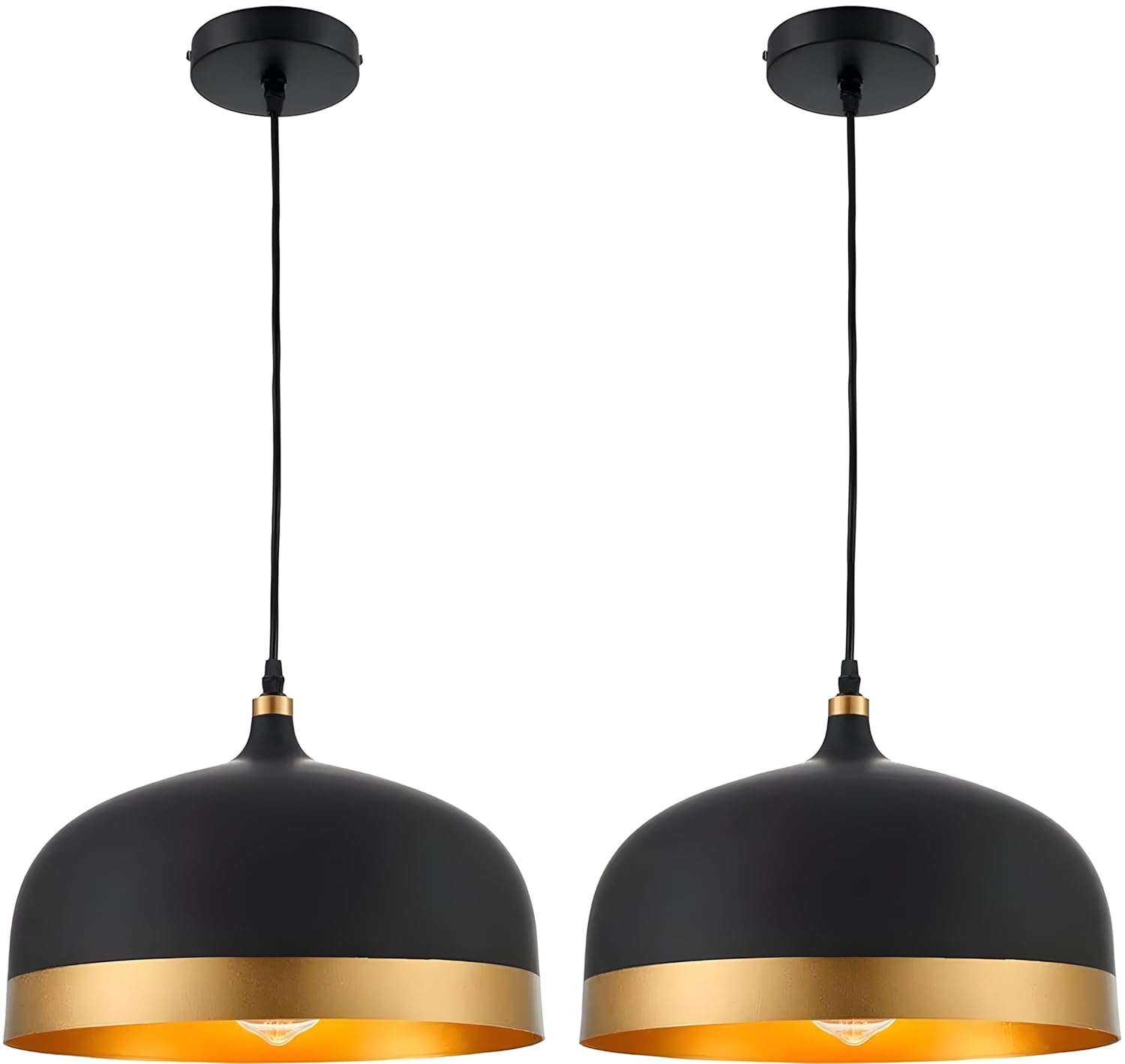 Morden Metallic Black and Golden Pendant Hanging Lamp, 10 inch, E-27 Holder, for Living Room (Without Bulb)