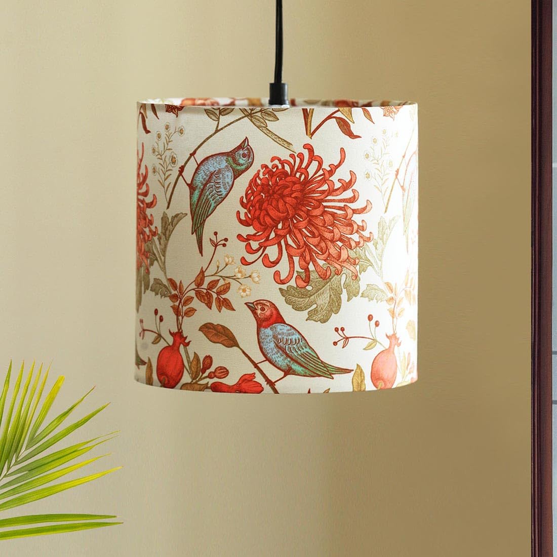 ExclusiveLane 'Chirping Birds' Pendant Hanging Lights for Living Room (8.1 Inch, Cotton Wrapped Over Polyvinyl, Multicolor) |Pendant Lights for Ceiling Lights for Living Room Hanging Lamps for Bedroom