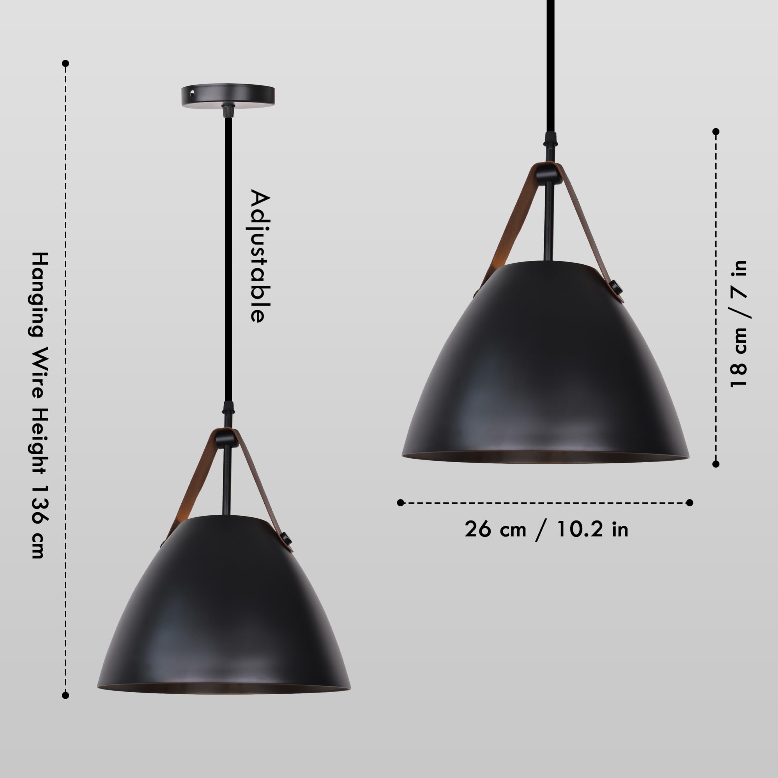 Smartway® - Black Genaro Hanging Ceiling Lamps Pendant Light for Bedroom| Living Room| Restaurants| Dining| Coffee Shop| Home and Office E27 Socket + (Bulb Not Included)