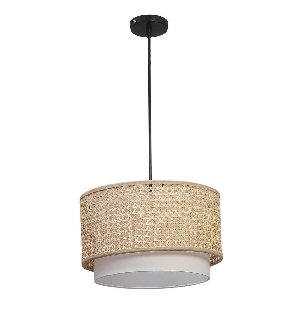 AKWAY Bamboo Hanging lamp for Living Room | Rattan Hanging lamp | Cane Pendant Light for Home Decoration (12" Dia x 6" H) (Bulb not Included)