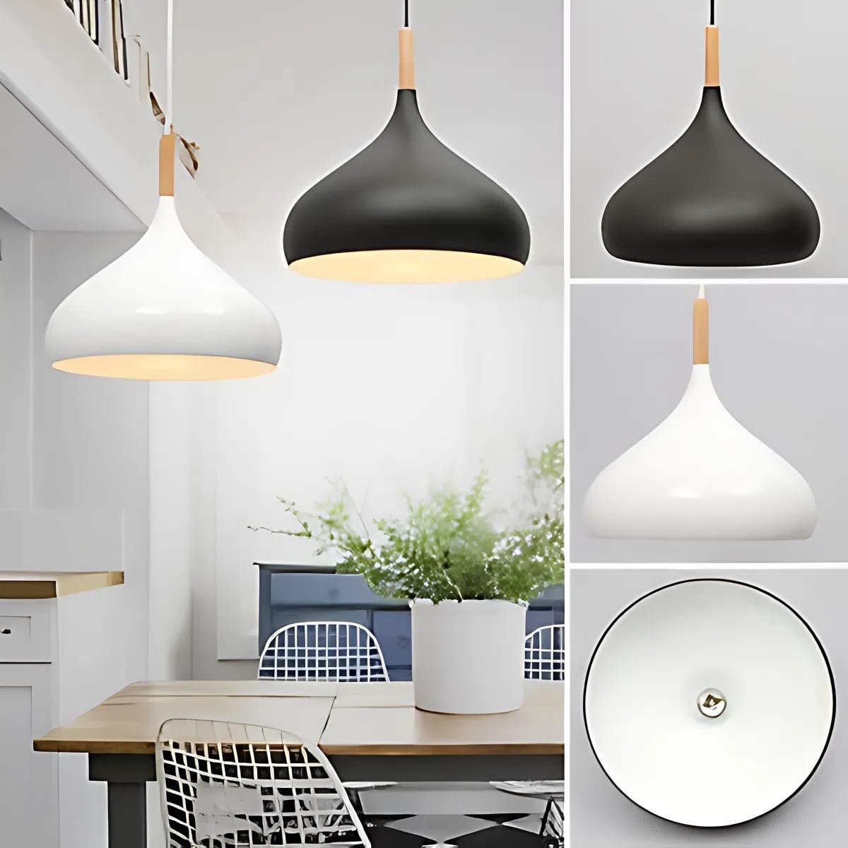 Aluminium Ceiling Light, Circular Shape Hanging Light for Dining Table, Living Room, Bedroom, Restaurant, Office, Cafe, White Pendant Lamp (White Pendant) (Pack of 1) (Without Bulb)