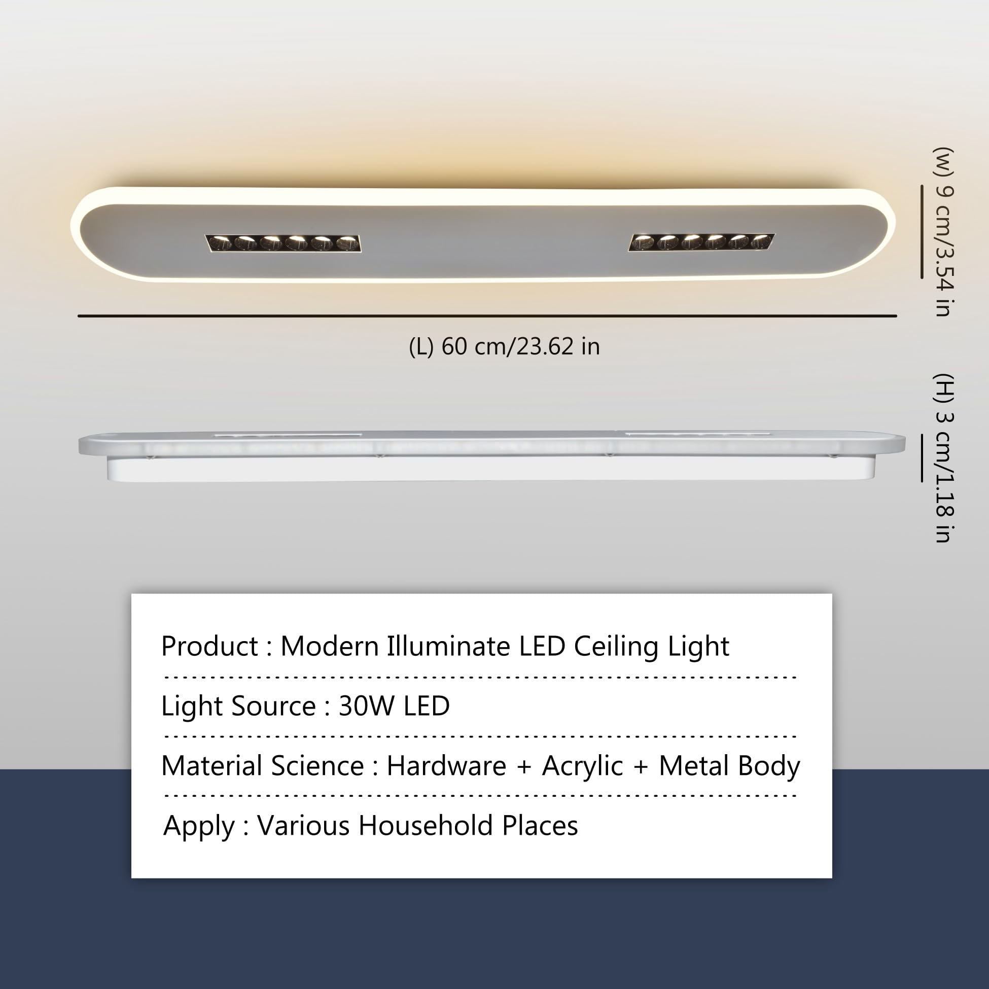 30W  LED Ceiling Light | Modern Decorative | Warm White | Bedroom, Living Room, Dining, Office | Home | 1 Year Warranty