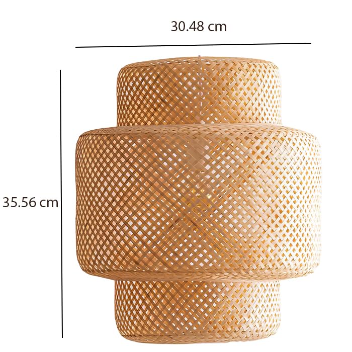 AKWAY Rattan Hanging lamp for Living Room | Bamboo Hanging Light for Bedroom | Cane Wicker Pendant lamp for Home Decoration (Bulb Not Included) (Bamboo Ceiling Lamp with Diffuser)