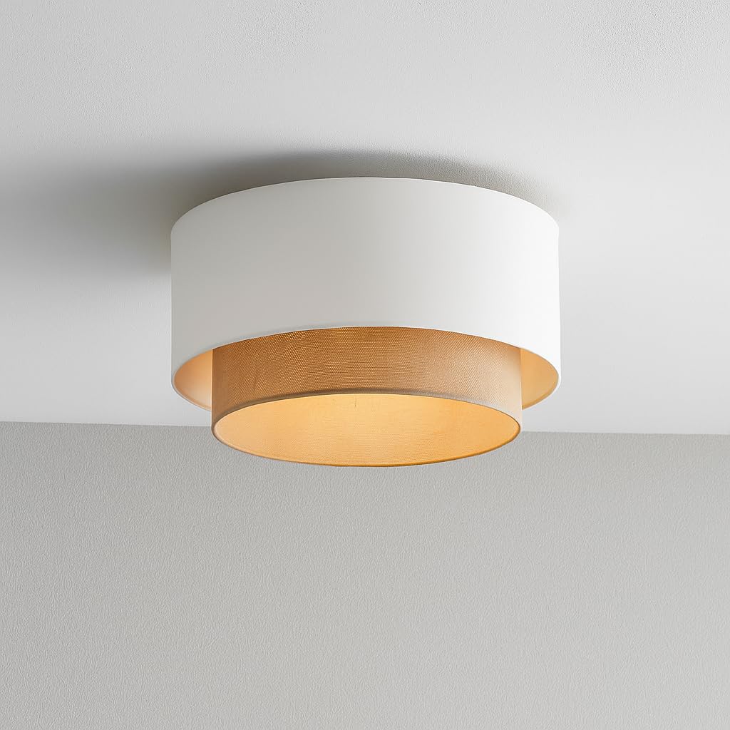 AKWAY Jute Hanging Lamp | Boho Ceiling Lamp for Bedroom, Living Room | Natural Jute Pendant Light | Perfect for Living Room, Dining Room or Office Lighting - (14" D x 10") - Tejas