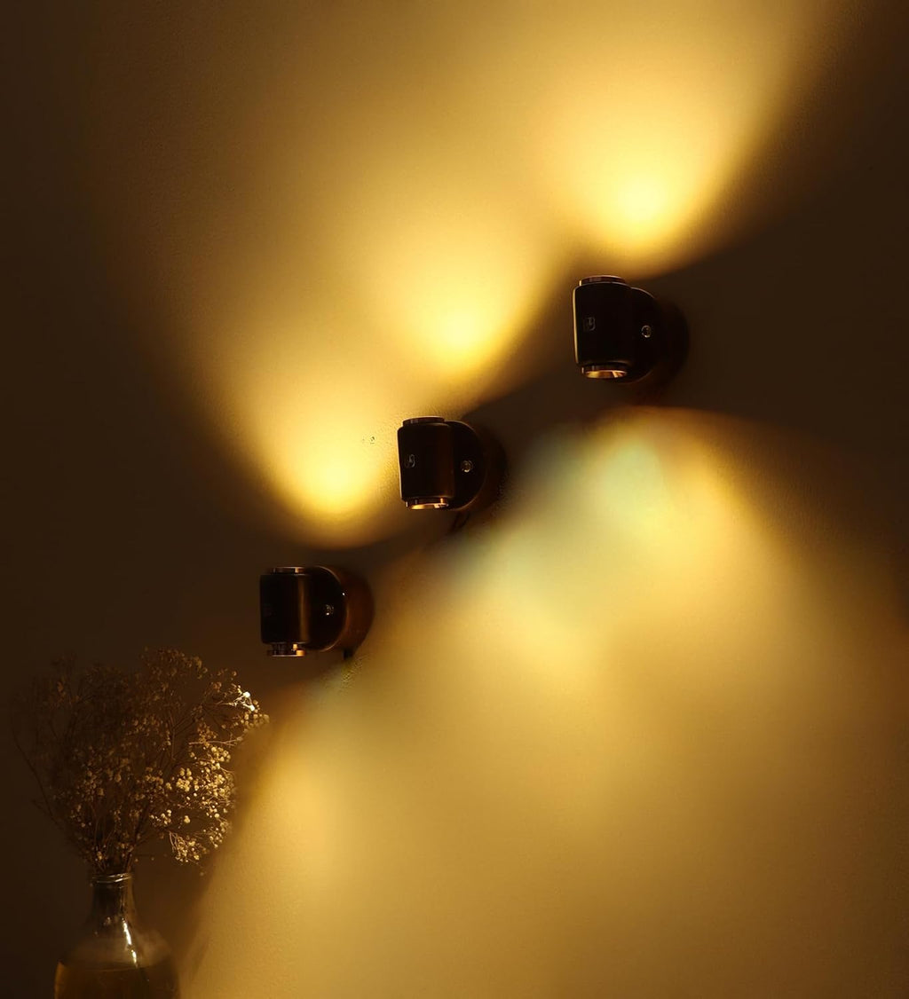 Green House Handmade Sheesham Wood Wall Light Lamp | 2 Way Light - UP/Down | 3W+3W Warm White LED | Modern Wooden Wall Sconce for Living Room, Bedroom, Staircase, Hallway Decor | Pack of 1