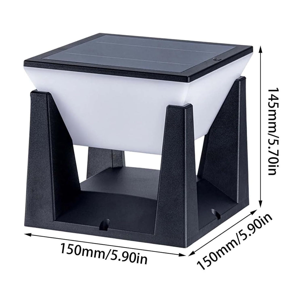 LITVERSE Abs Solar Post Pillar Light,10.5 cm Small Outdoor Waterproof Outdoor LED Post Cap Light for Garden,Patio,Deck & Pillar Decoration|2 Brightness Levels|Dusk to Dawn|Modern Design (1 Pack),Black