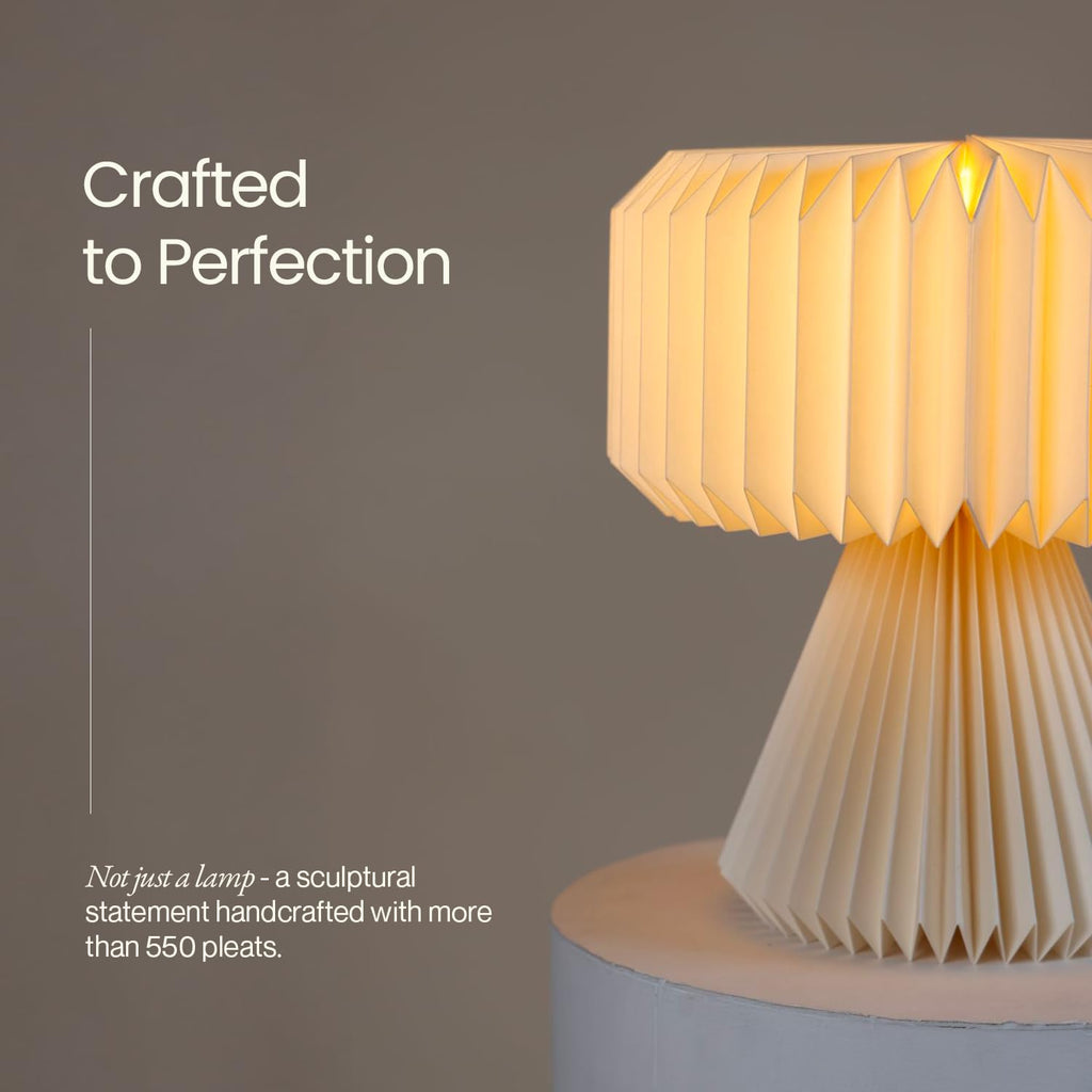 FIG Living Ori Table Lamp for Living Room Decoration, Bedroom, Study and Gifting | 32 cm Tall Origami Design Lampshade | Premium Laminated Paper - Dust and Water Resisant | Ambient Night Lamp