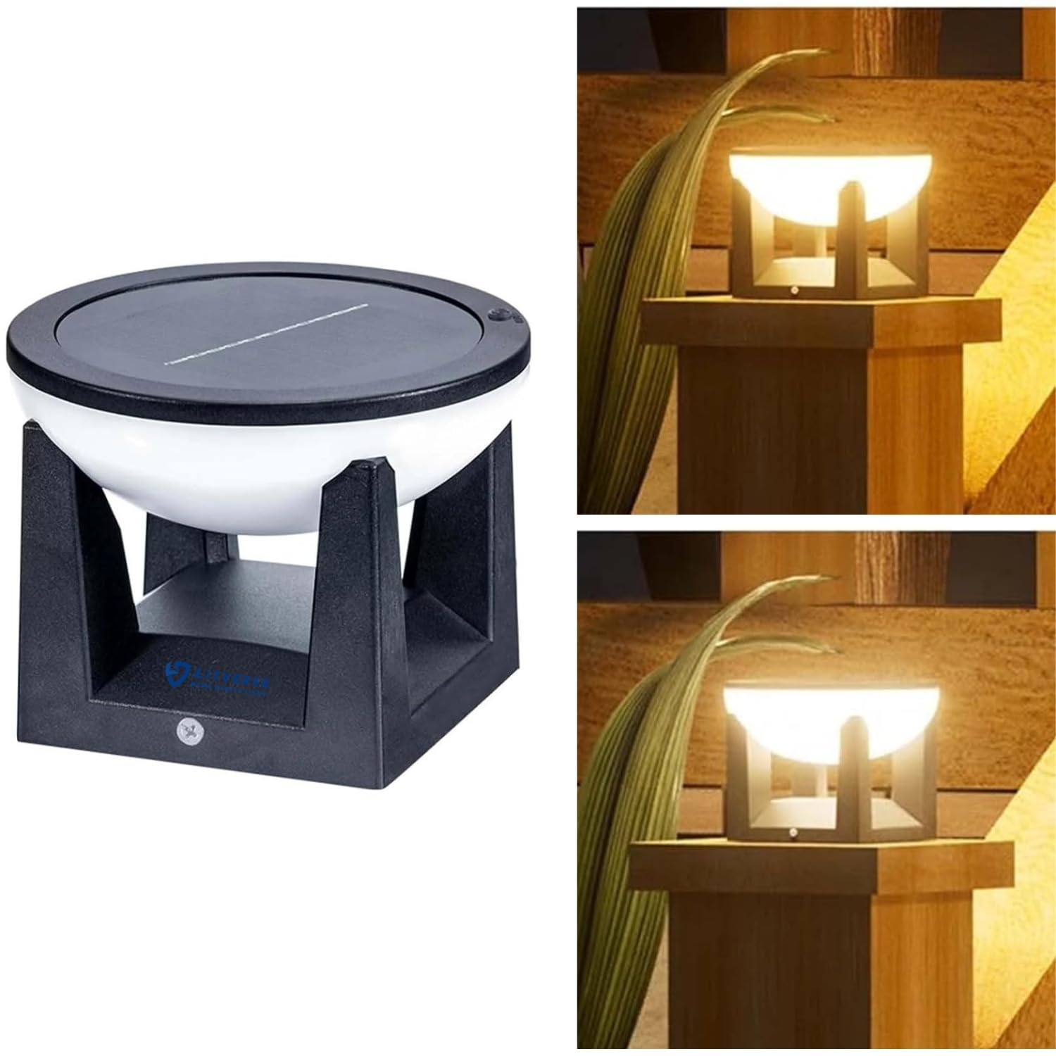 LITVERSE Abs Solar Post Pillar Light,10.5 cm Small Outdoor Waterproof Outdoor LED Post Cap Light for Garden,Patio,Deck & Pillar Decoration|2 Brightness Levels|Dusk to Dawn|Modern Design (1 Pack),Black