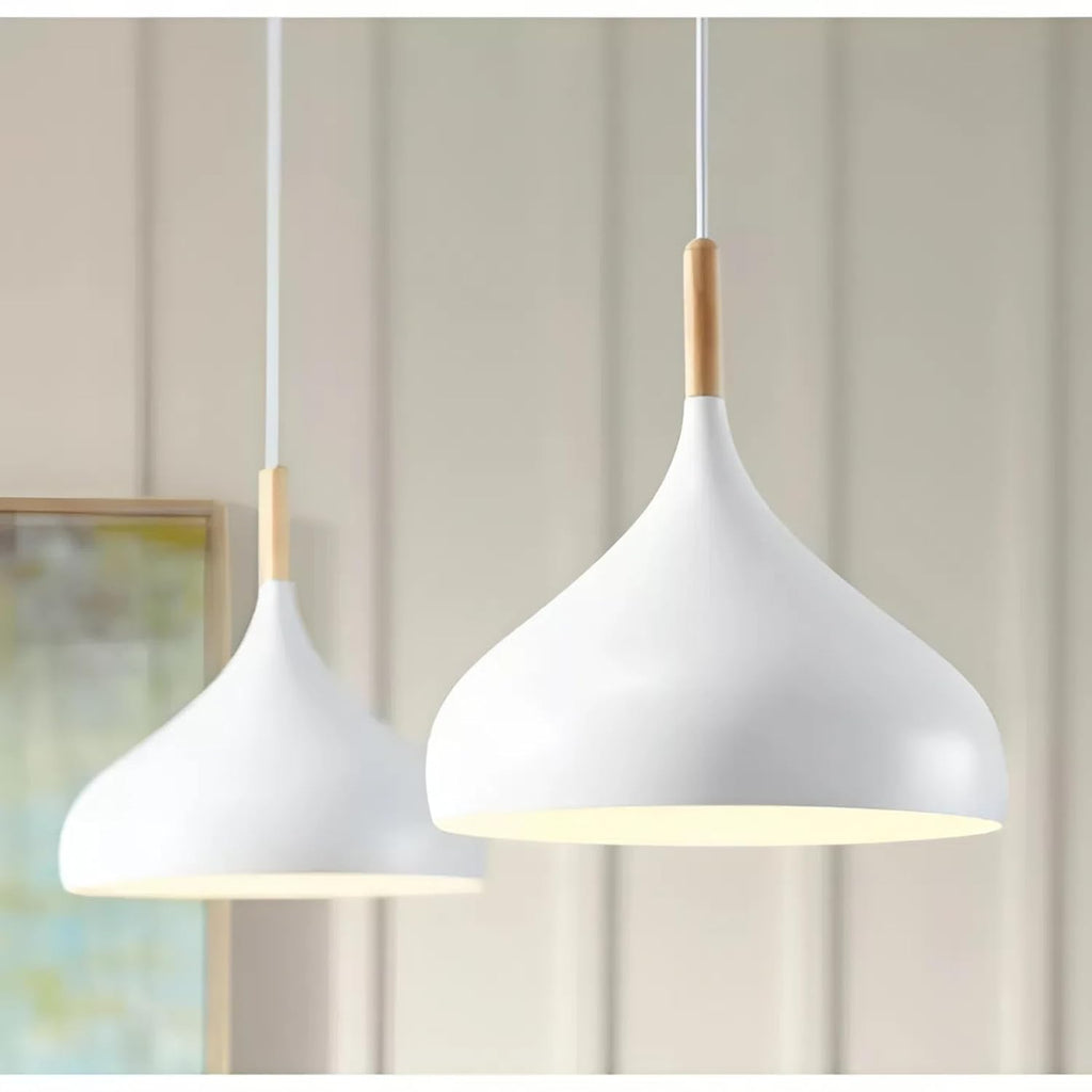 Aluminium Ceiling Light, Circular Shape Hanging Light for Dining Table, Living Room, Bedroom, Restaurant, Office, Cafe, White Pendant Lamp (White Pendant) (Pack of 1) (Without Bulb)