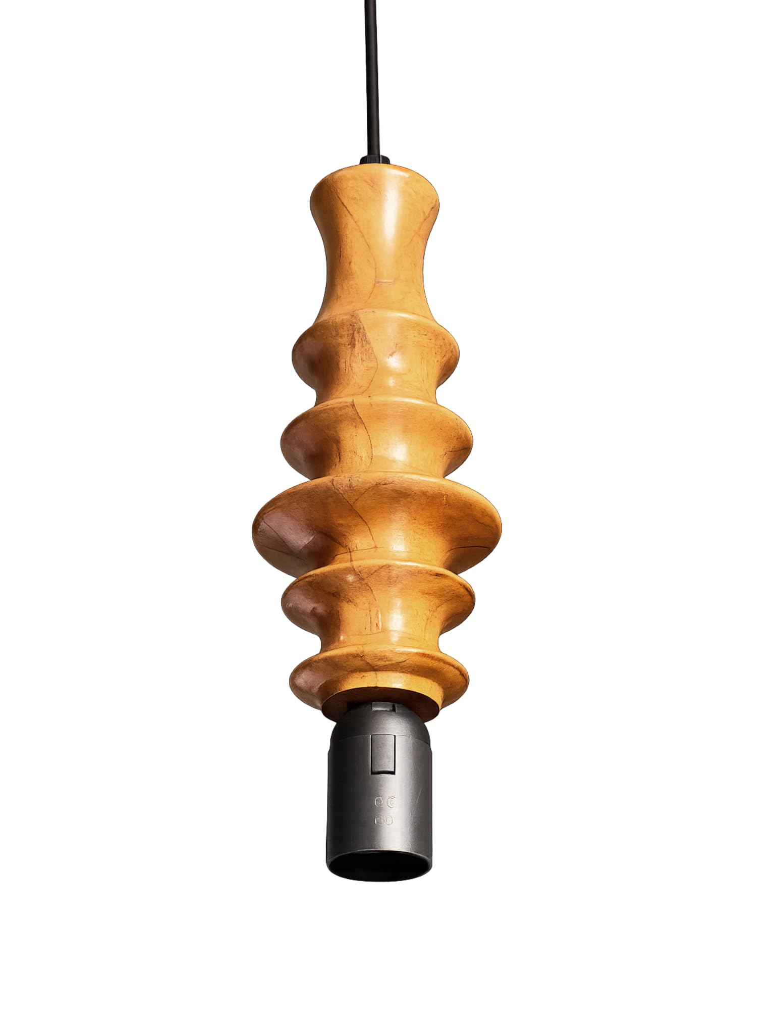 Wooden Hanging Lights for Living Room | Handcrafted Walnut Finish Ceiling Hanging Lamp | Adjustable Cord | Elegant Pendant Lights for Bedroom, Kitchen & Balcony Décor (LARGE-10 INCH)