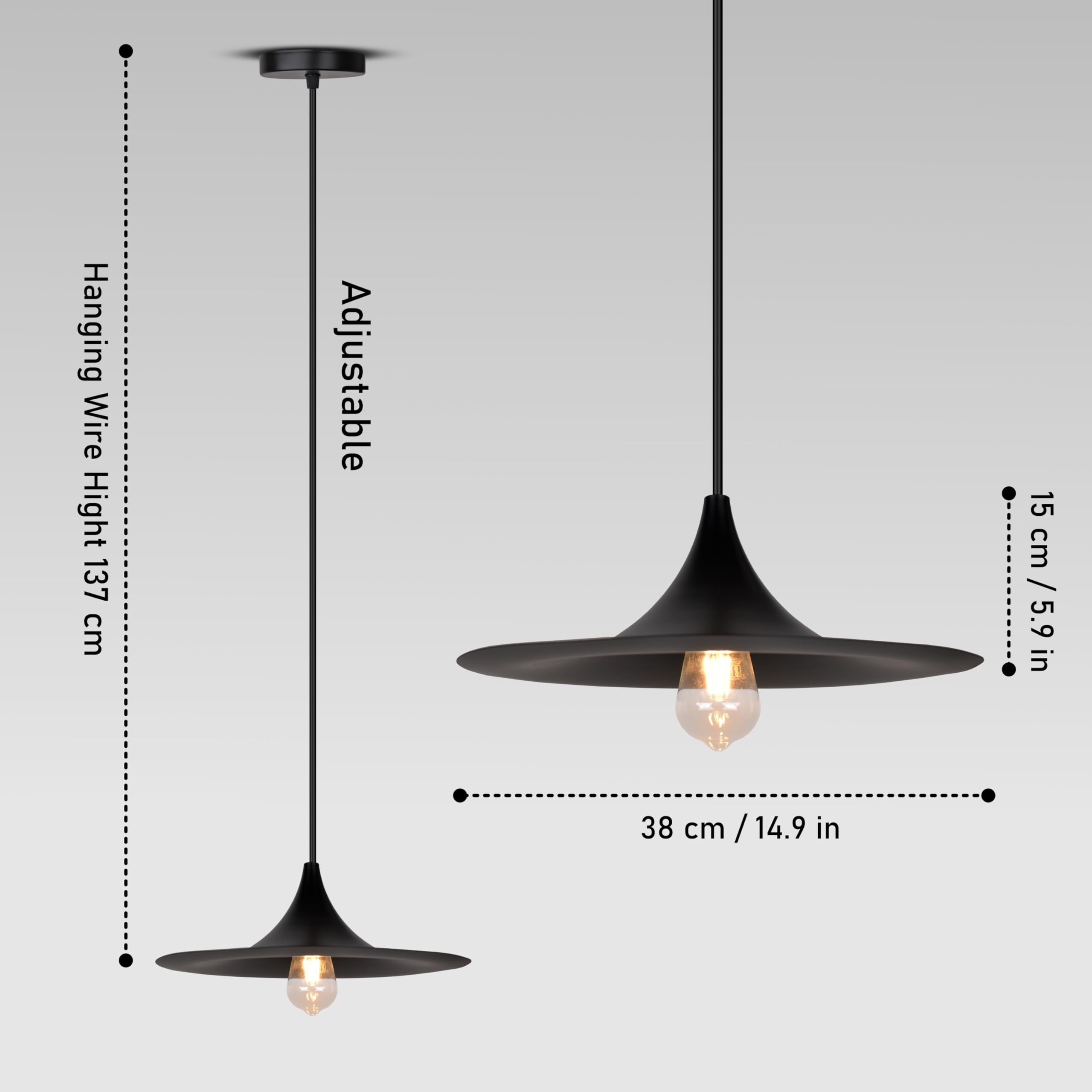 Smartway® - Black Genaro Hanging Ceiling Lamps Pendant Light for Bedroom| Living Room| Restaurants| Dining| Coffee Shop| Home and Office E27 Socket + (Bulb Not Included)