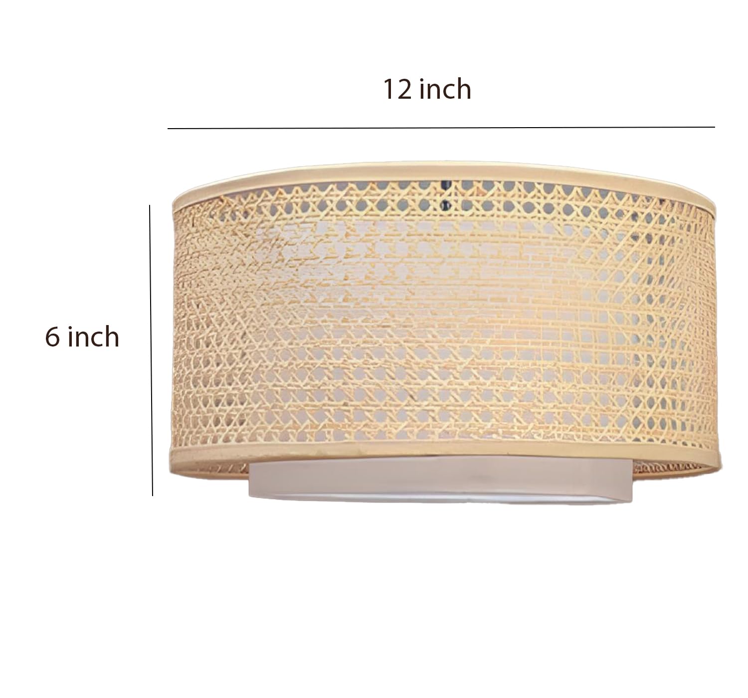 AKWAY Bamboo Hanging lamp for Living Room | Rattan Hanging lamp | Cane Pendant Light for Home Decoration (12" Dia x 6" H) (Bulb not Included)