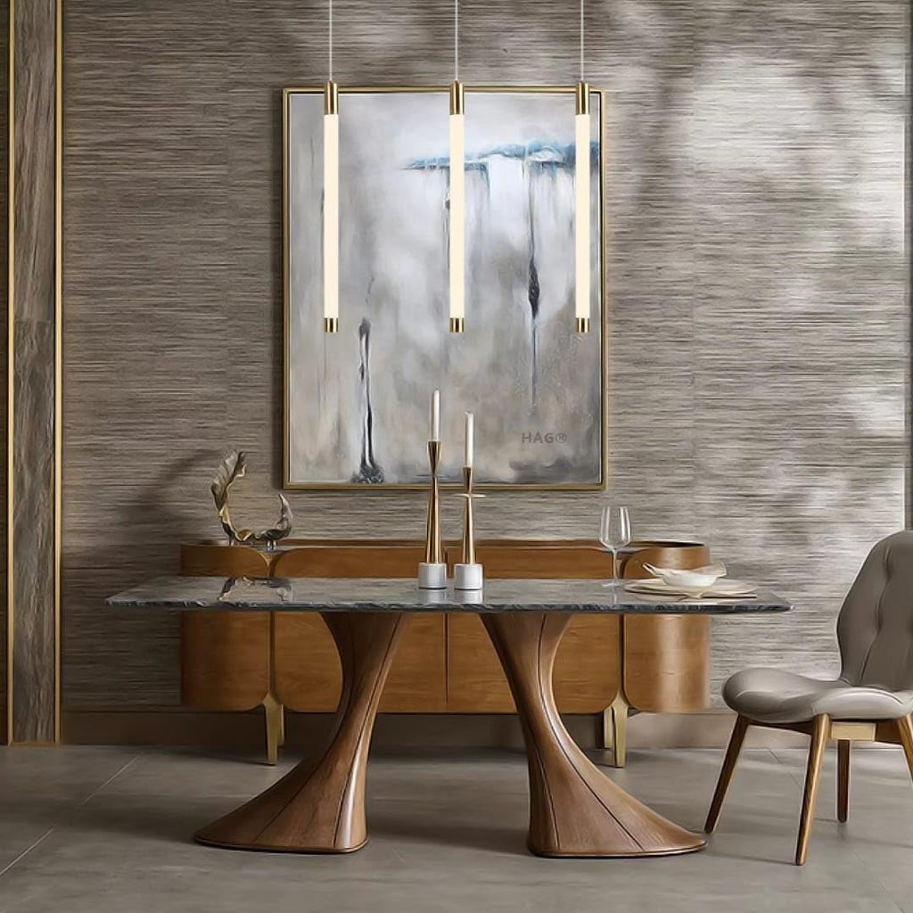 Hanging Light Black & Gold Pendant Lamp | Modern Cylindrical Spotlight with 3 Color LED (Warm White, Natural White, Cool White) | Ceiling Lights for Living Room Bedroom Dining