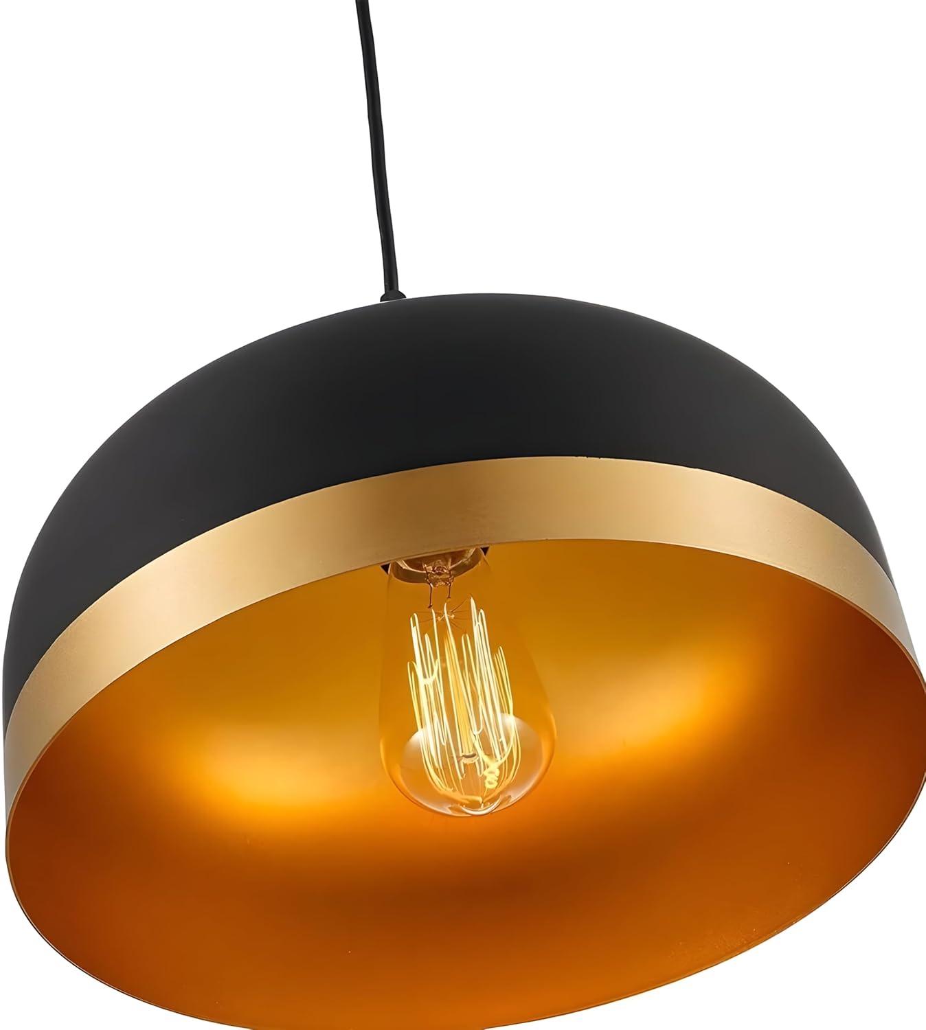 Morden Metallic Black and Golden Pendant Hanging Lamp, 10 inch, E-27 Holder, for Living Room (Without Bulb)